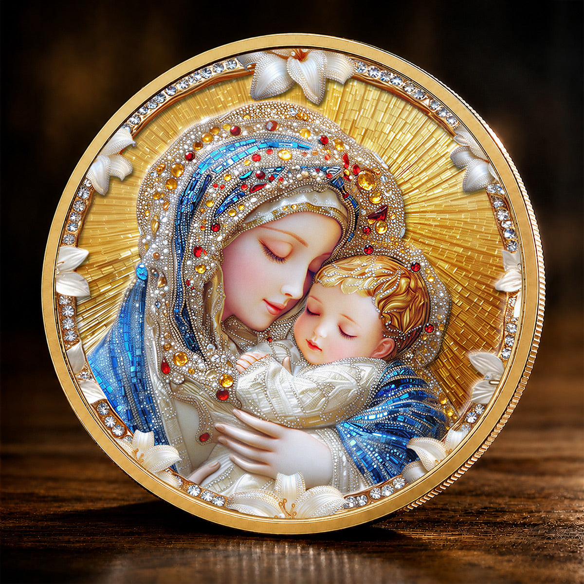Our Lady of Grace Premium 3D Commemorative Coin – Hail Mary Prayer Keepsake
