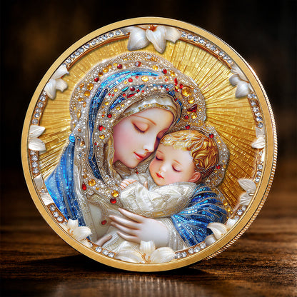 Our Lady of Grace Premium 3D Commemorative Coin – Hail Mary Prayer Keepsake