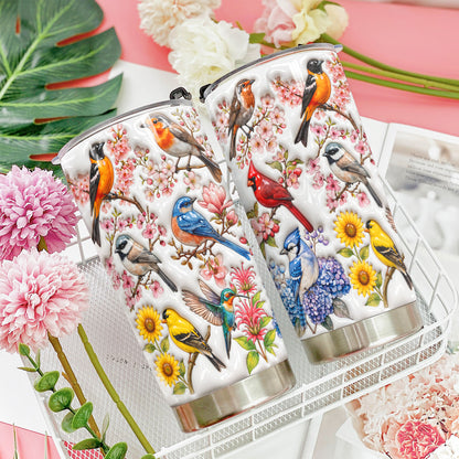 Bird Lovers 20 oz Tumbler Spring Birds Blossom Garden