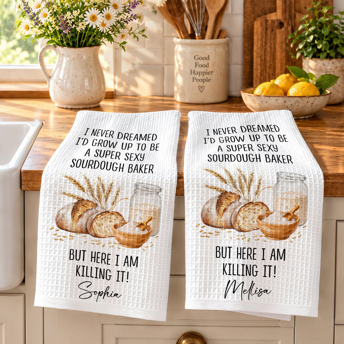 Personalized Kitchen Towel, I Never Dreamed Super Sexy Sourdough Baker, Gift For Bakers