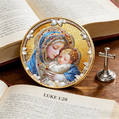 Our Lady of Grace Premium 3D Commemorative Coin – Hail Mary Prayer Keepsake