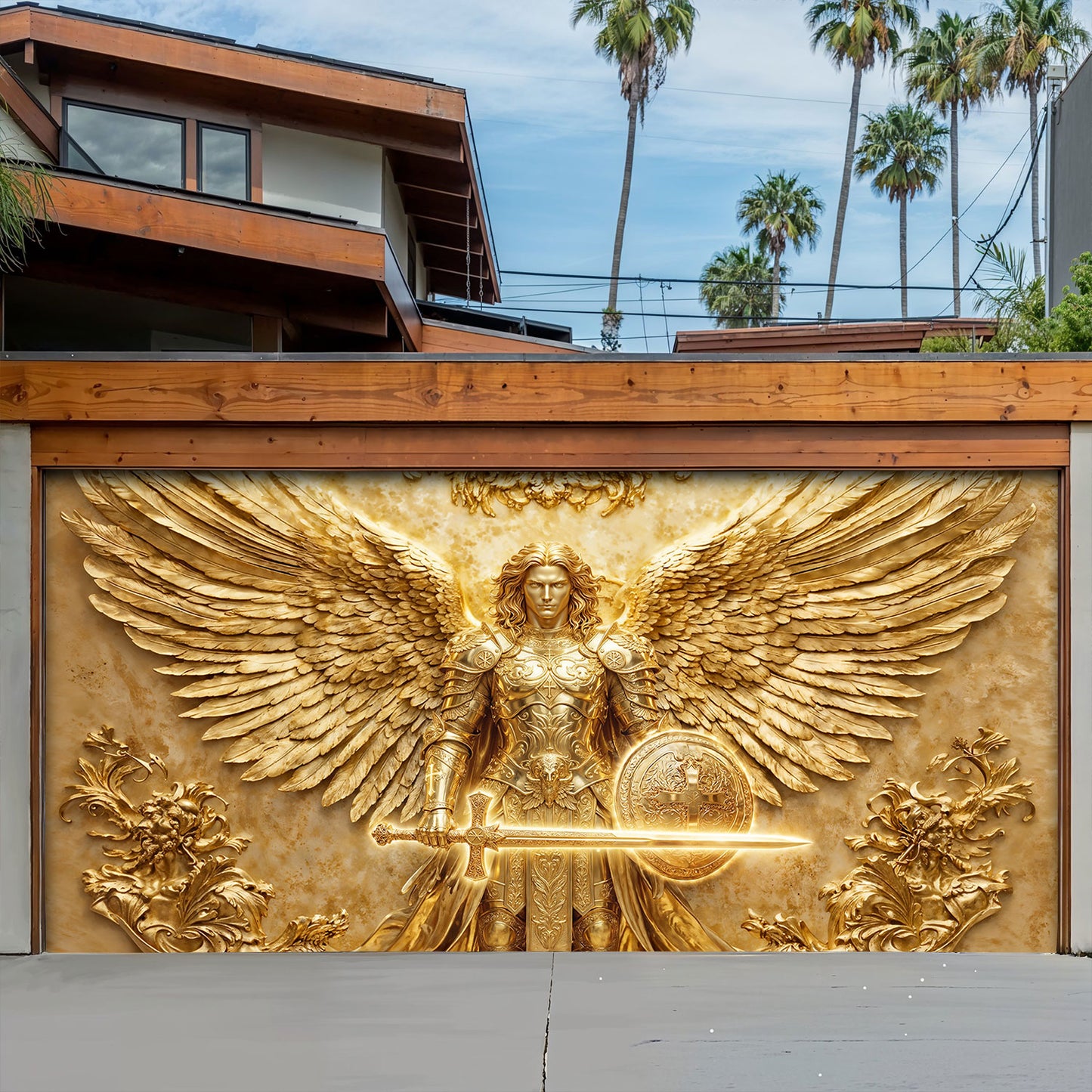 God Garage Door Banner Decoration - Archangel Michael Protect This Home