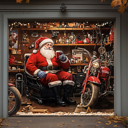 Christmas Garage Door Banner Decoration - Santa’s Workshop Motors – Fast. Festive. Fearless.