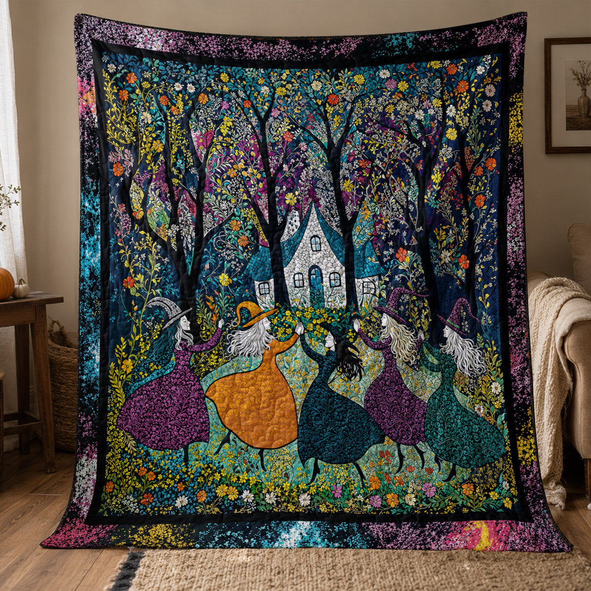Witch Quilted Blanket Beautiful Witchy Woman Halloween Décor