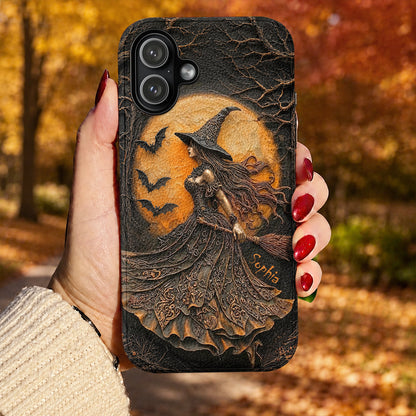 Witch Leather Phone Case Personalized Witch of the Amber Moon