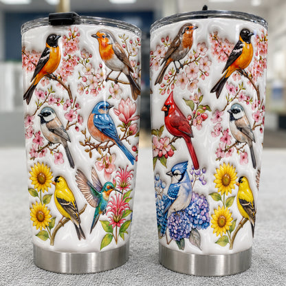 Bird Lovers 20 oz Tumbler Spring Birds Blossom Garden