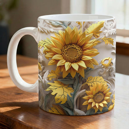 Sunflower Ceramic Mug Golden Sunflower Garden