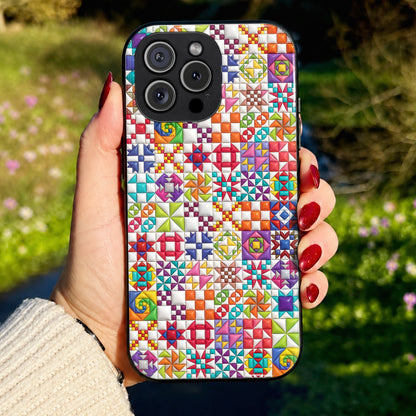 Sewing Lover Phone Case Colorful Quilt Blocks