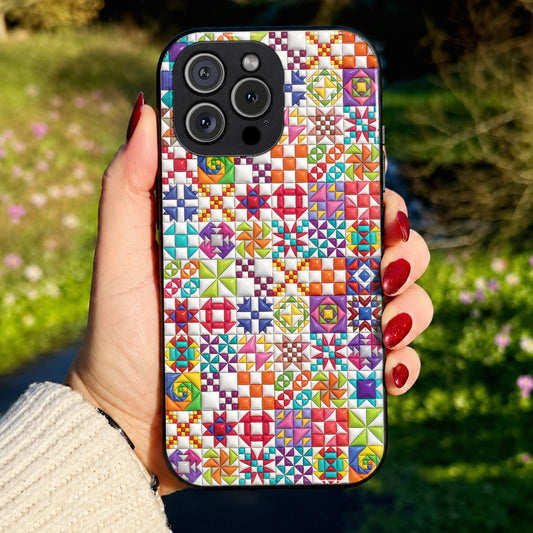 Sewing Lover Phone Case Colorful Quilt Blocks