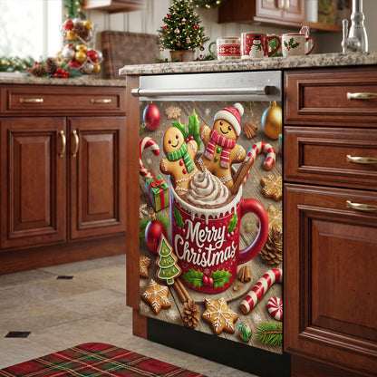 Christmas Magnetic Dishwasher Cover Gingerbread Christmas Cocoa Cheer