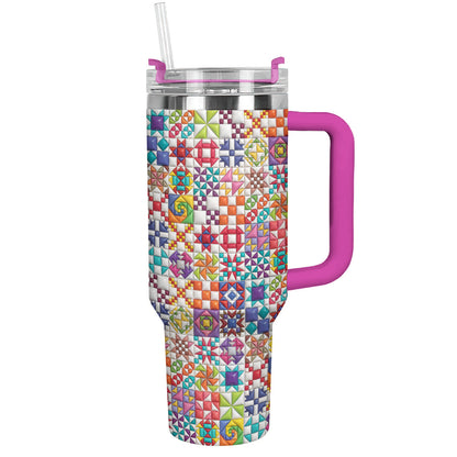 Sewing Lover 40 oz Tumbler Colorful Quilt Blocks