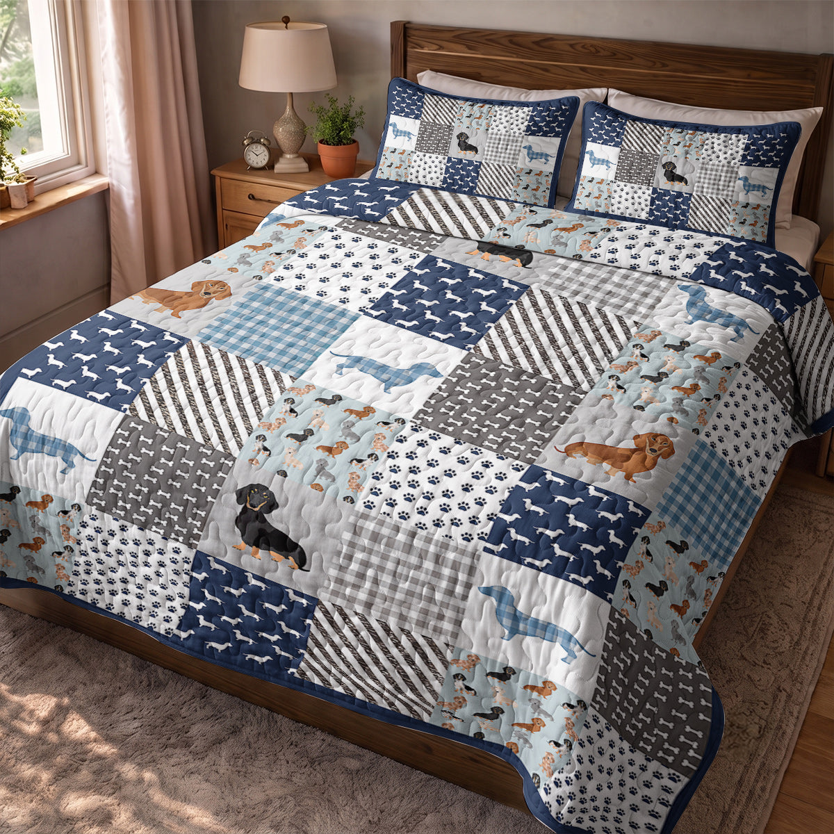 Dachshund Quilted Blanket Dachshund Delight