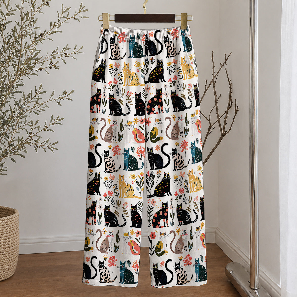 Cat Lounge Pants Botanical Cat Bliss