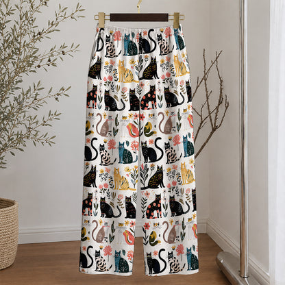 Cat Lounge Pants Botanical Cat Bliss