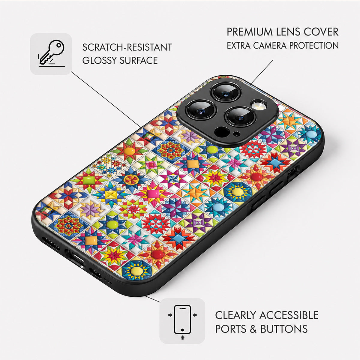 Sewing Lover Phone Case Colorful Super Star Quilt Blocks
