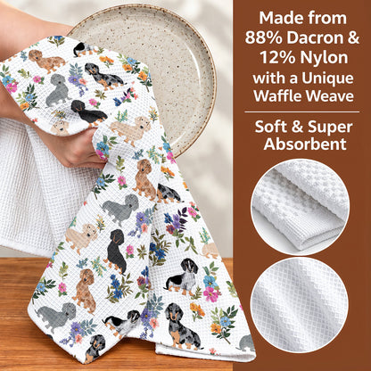 Dachshund Kitchen Towel Dachshund In Bloom