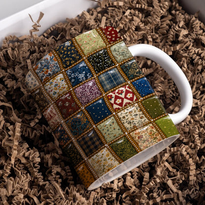 Sewing Lover Ceramic Mug Puffy Vintage Patchwork Garden Dreams