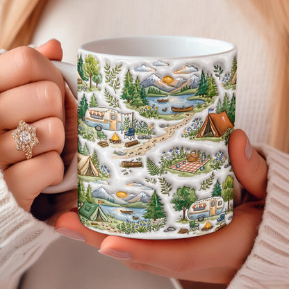 Camping Ceramic Mug Peaceful Woodland Camping