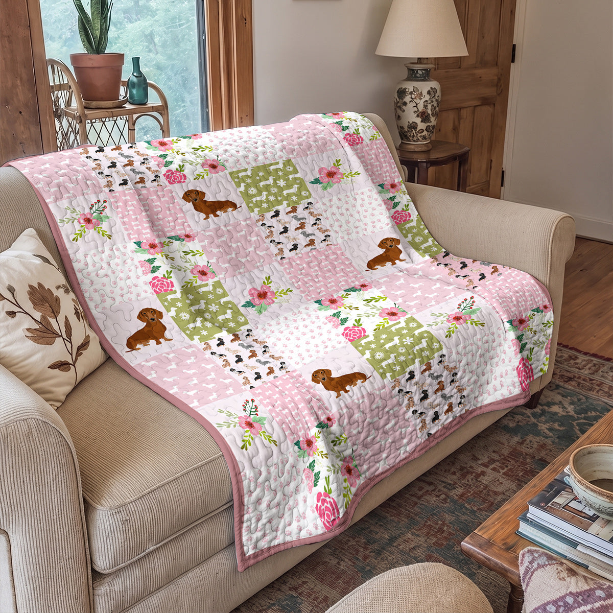 Dachshund Quilted Blanket Dachshund Dreams