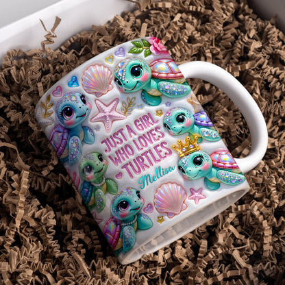 Sea Turtle Ceramic Mug Personalized Just A Girl Who Loves Turtles