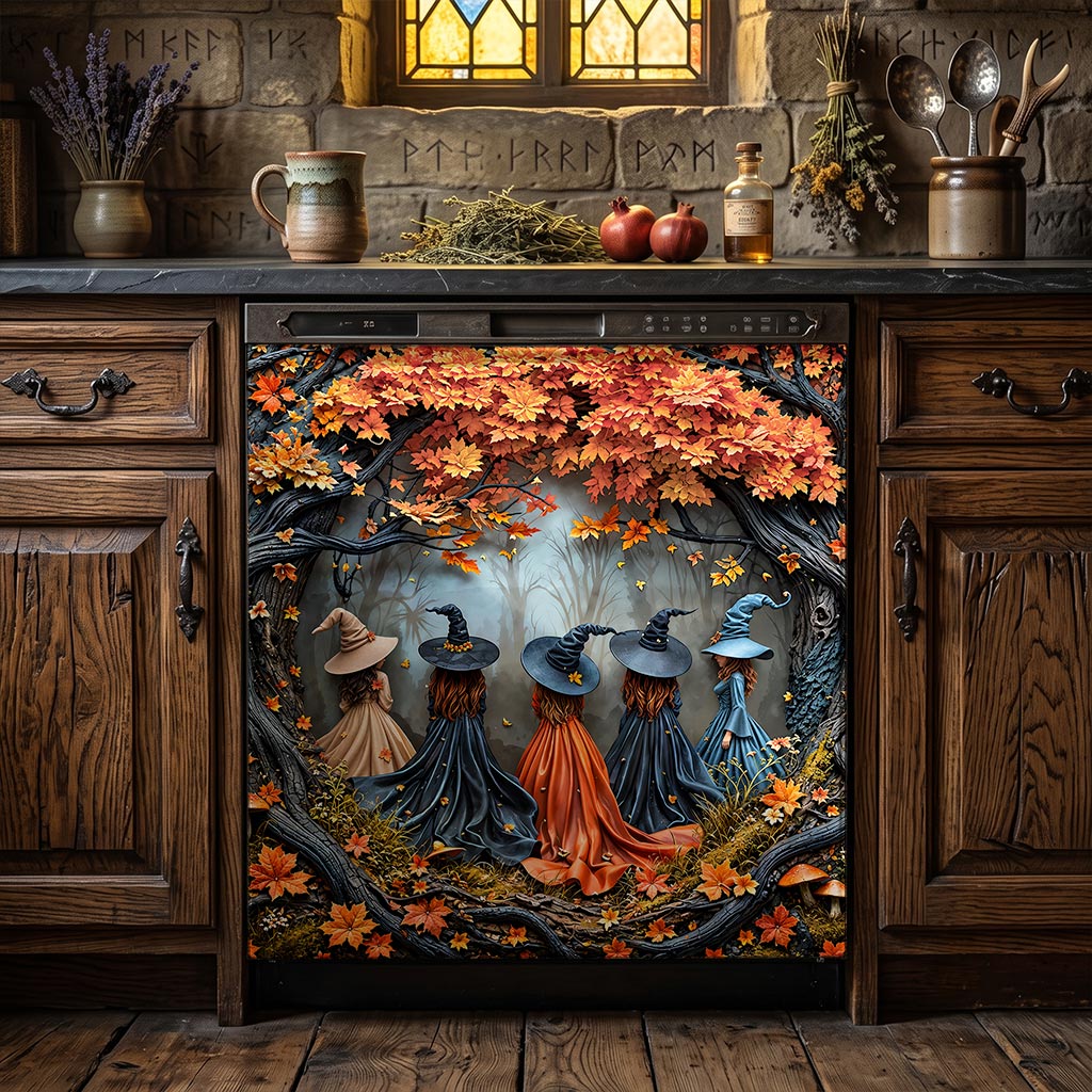 Witch Magnetic Dishwasher Cover Witches of Autumn