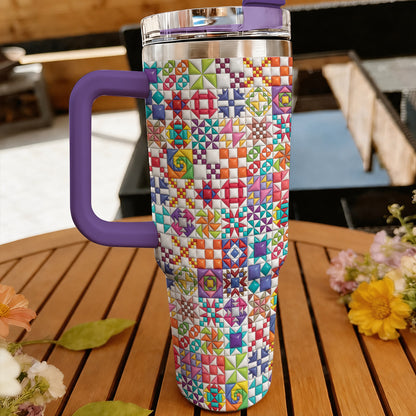 Sewing Lover 40 oz Tumbler Colorful Quilt Blocks