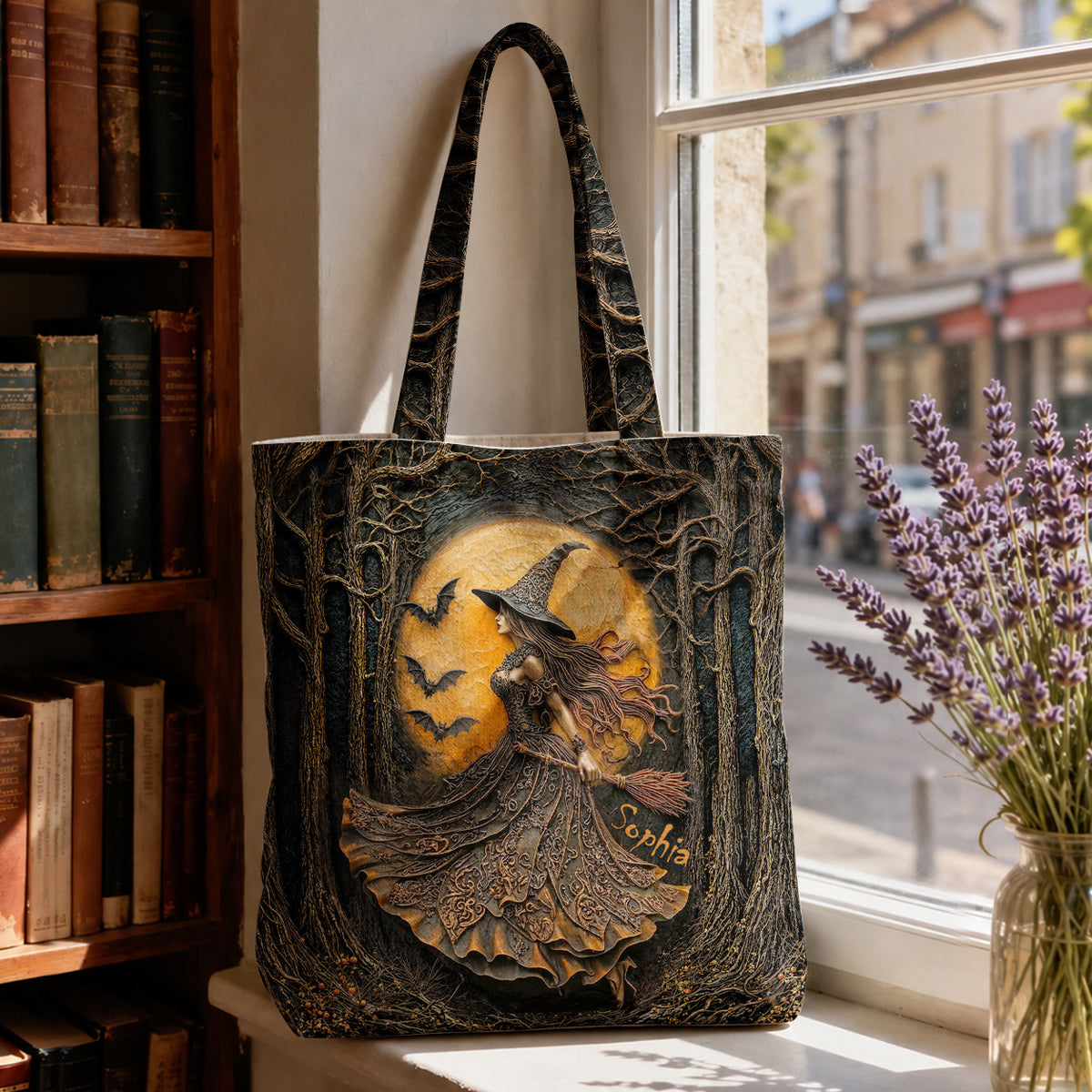 Witch Canvas Tote Bag Personalized Witch of the Amber Moon