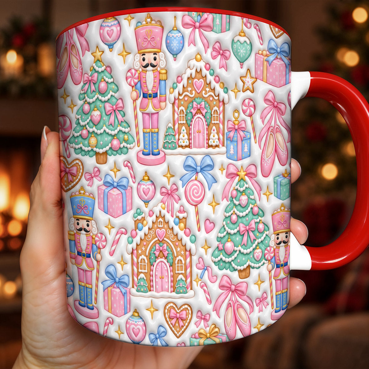 Christmas Ceramic Mug Vintage Pink Nutcracker Wonderland
