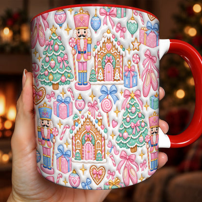 Christmas Ceramic Mug Vintage Pink Nutcracker Wonderland