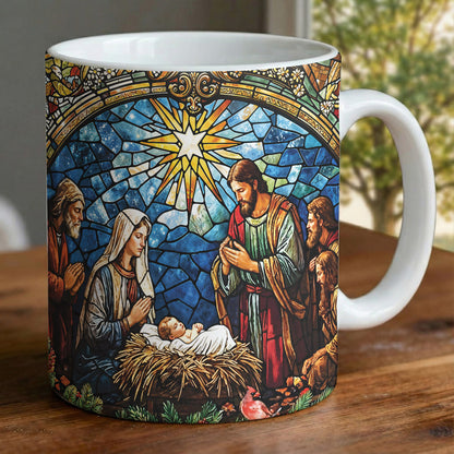 God Ceramic Accent Mug The Holy Night in Stained Glass
