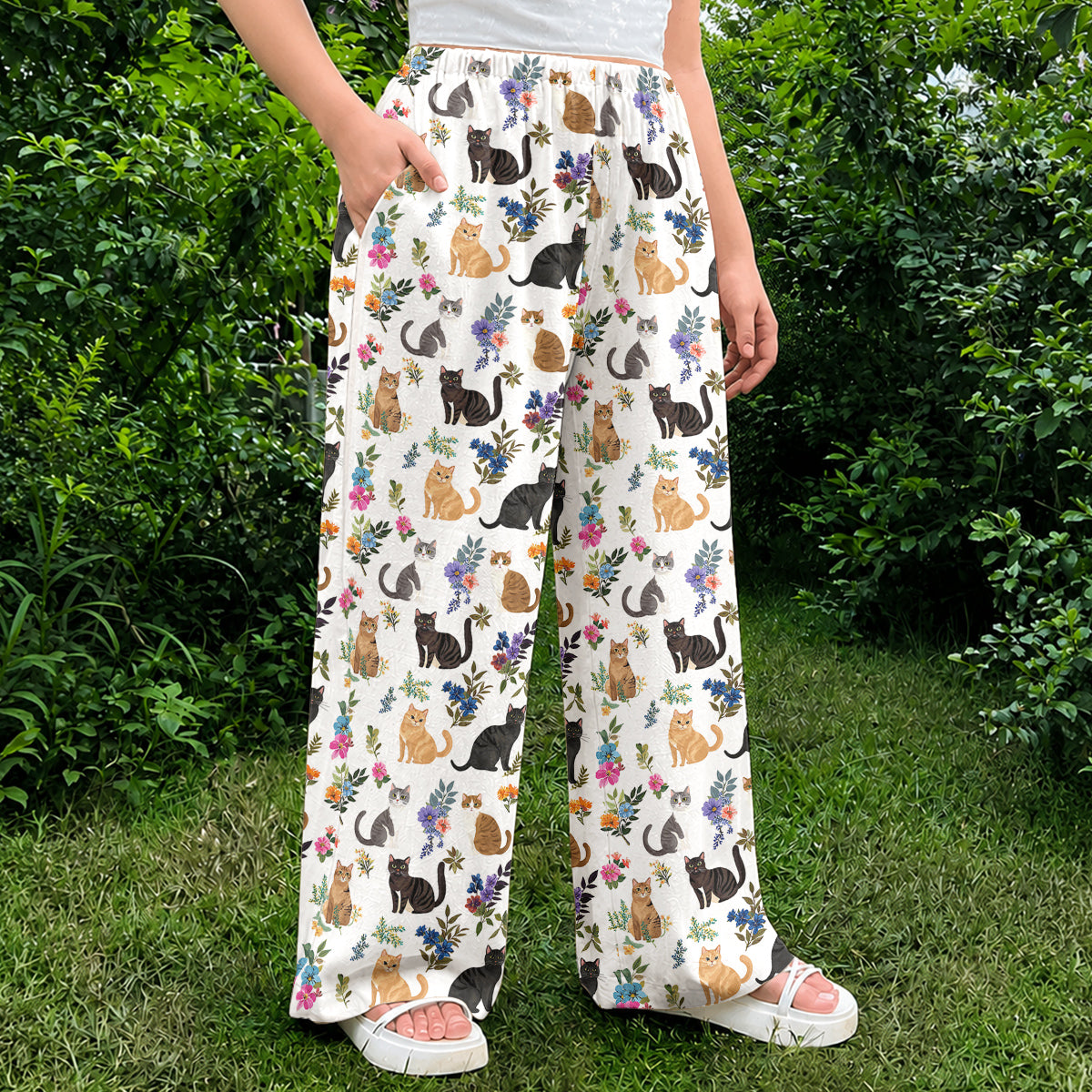 Cat Lounge Pants Garden Whiskers