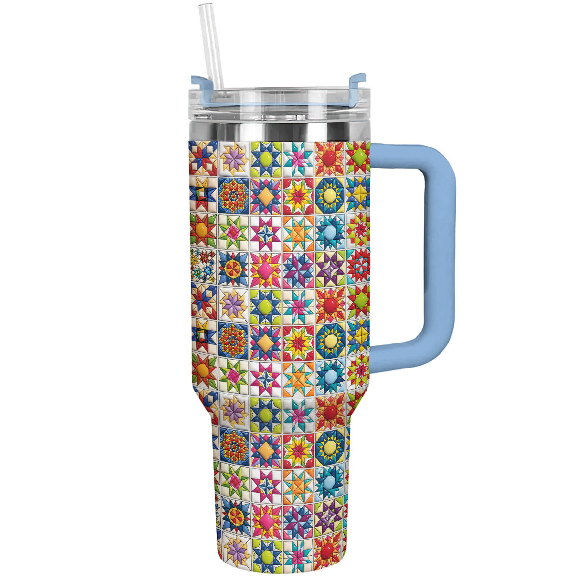 Sewing Lover 40 oz Tumbler Colorful Star Quilt Blocks