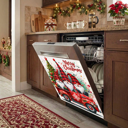 Christmas Magnetic Dishwasher Cover Christmas Gnome Truck Cheer