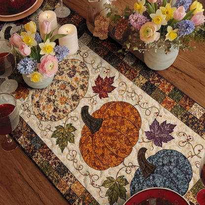 Fall Pumpkin Patchwork Quilted Table Runner