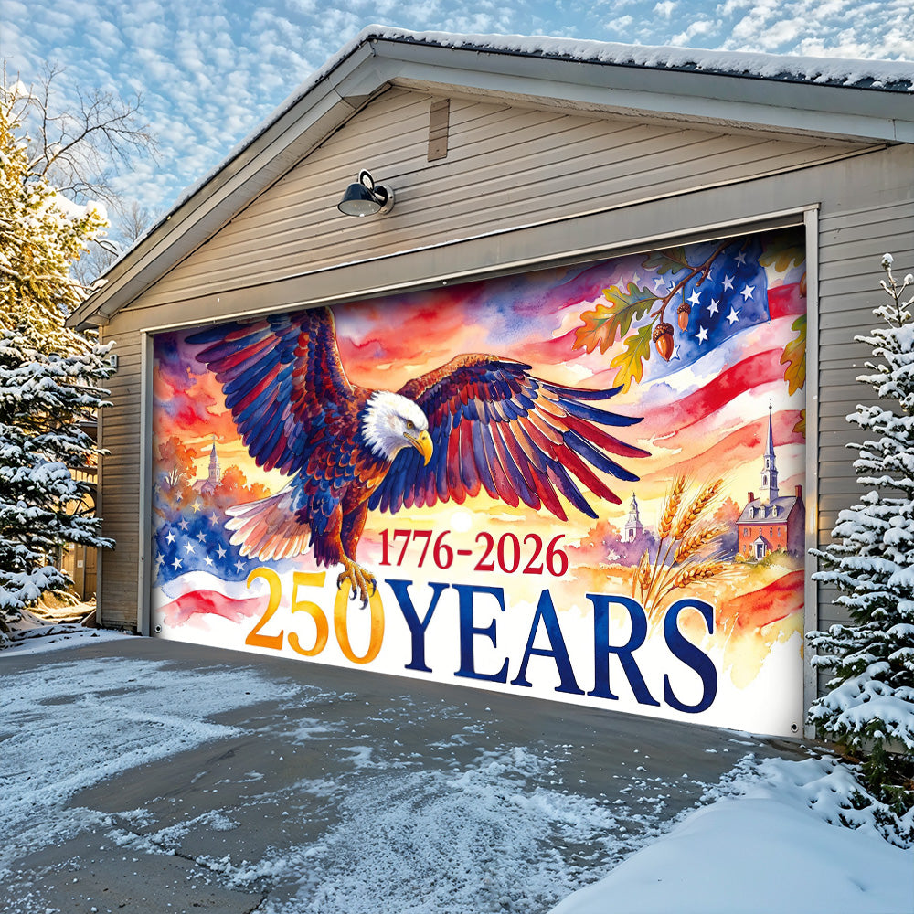 Patriotic Garage Door Banner Decoration - Wings of Freedom 1776–2026