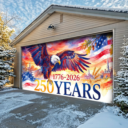 Patriotic Garage Door Banner Decoration - Wings of Freedom 1776–2026