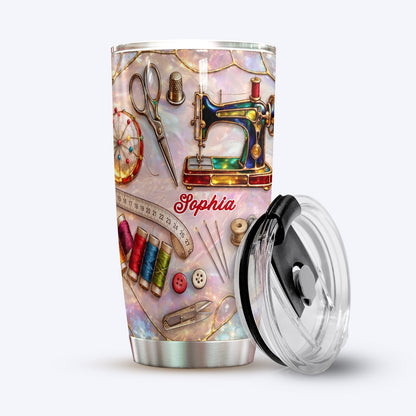 Sewing Lover 20 oz Tumbler Personalized Holographic Sewing Dreams