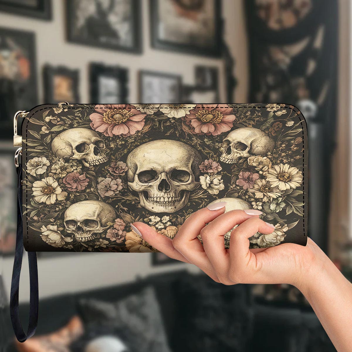 Gothic Skull Leather Wallet Garden of Skulls