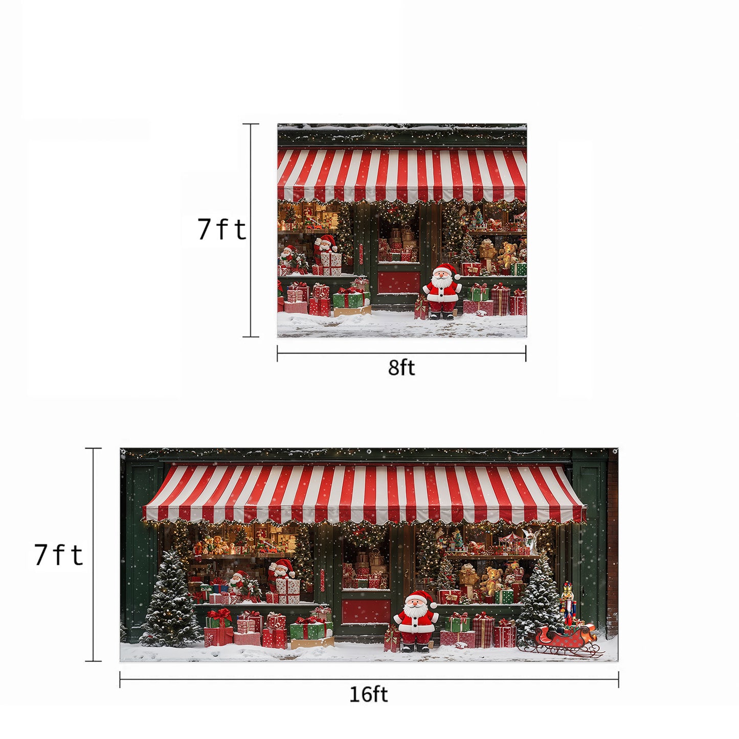 Christmas Garage Door Banner Decoration - Christmas Magic at the Window A Snowy Shopfront with Santa and Presents