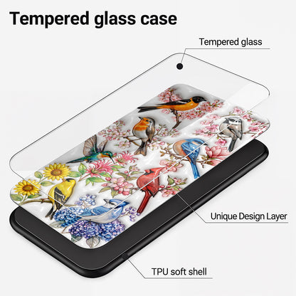 Bird Lovers Phone Case Puffy Spring Birds Blossom Garden