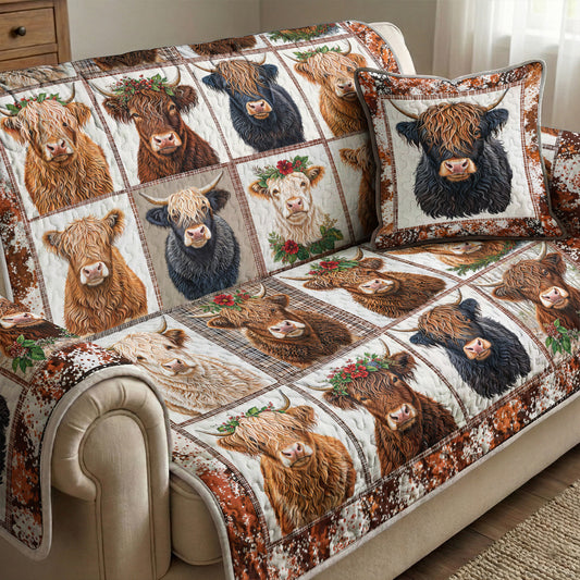 Highland Cows Quilted Sofa Cover Cows In My Heart