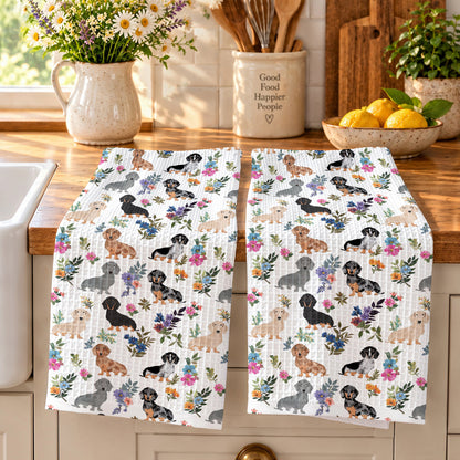 Dachshund Kitchen Towel Dachshund In Bloom