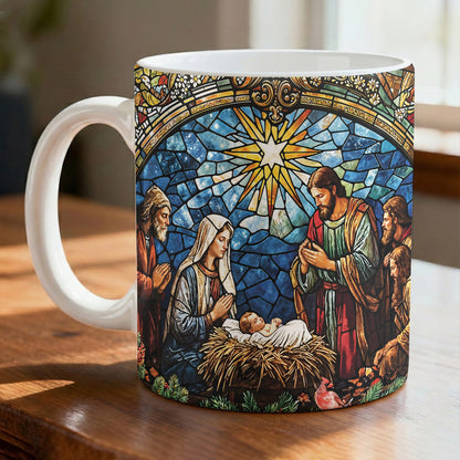 God Ceramic Accent Mug The Holy Night in Stained Glass