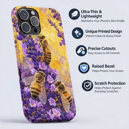 Bee Phone Case Honeybees & Lavender Honeycomb