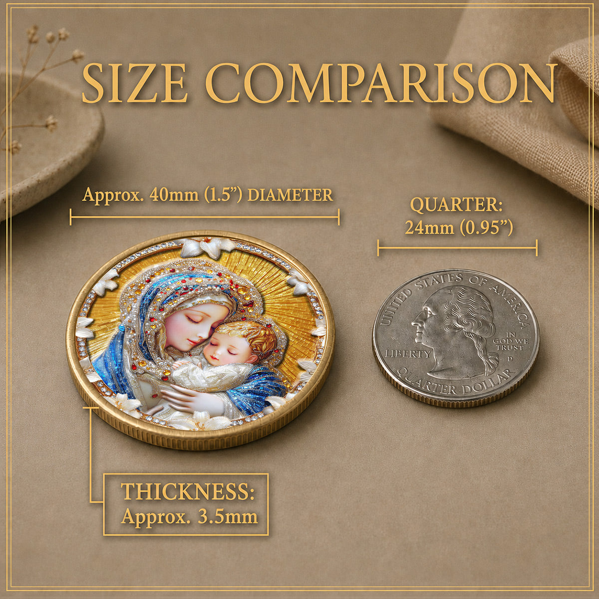 Our Lady of Grace Premium 3D Commemorative Coin – Hail Mary Prayer Keepsake