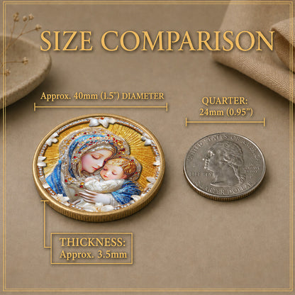 Our Lady of Grace Premium 3D Commemorative Coin – Hail Mary Prayer Keepsake