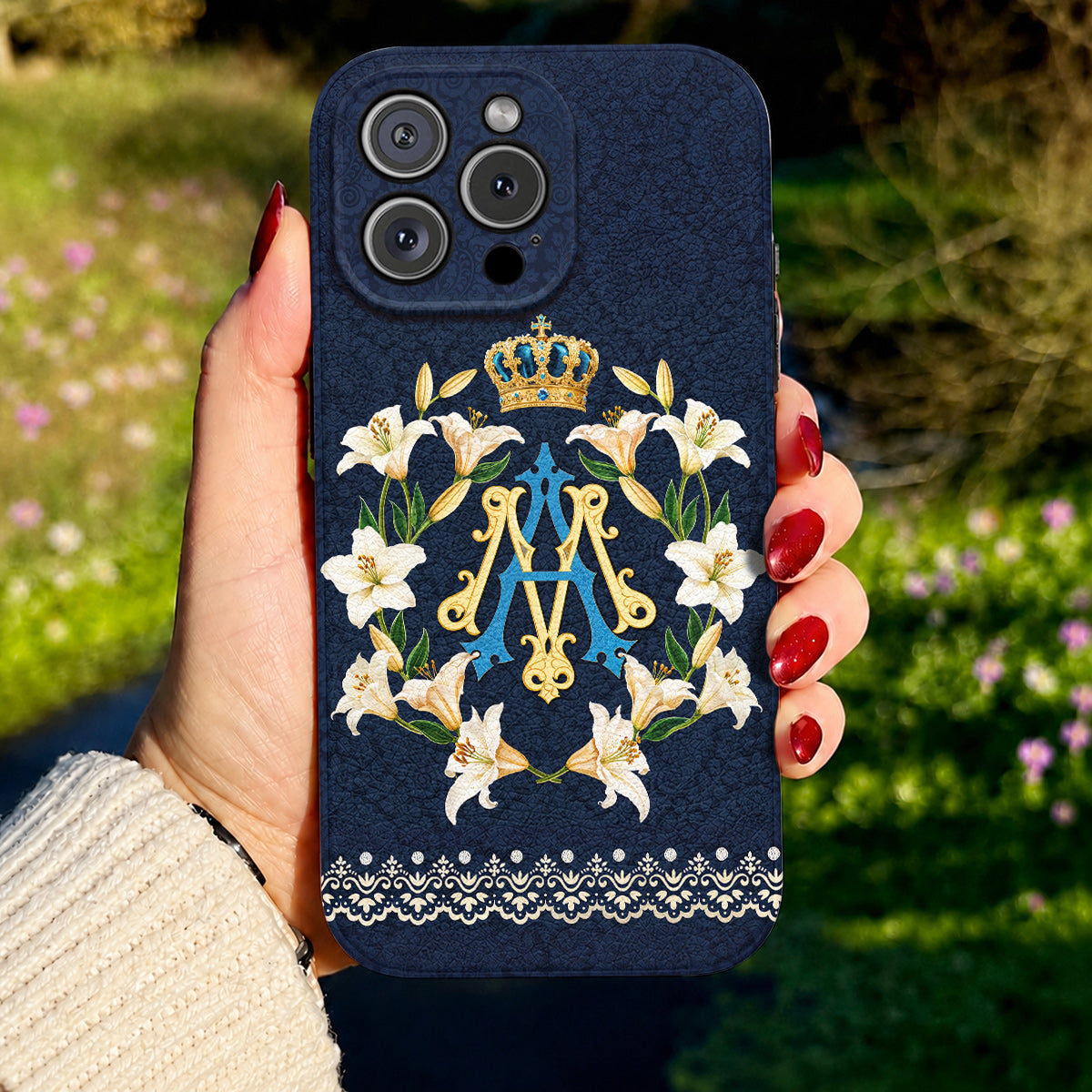 Mary Leather Phone Case Crown Of Grace