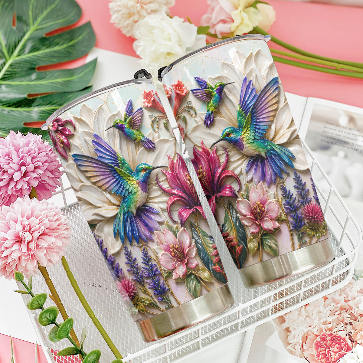 Hummingbird 20 oz Tumbler Hummingbird Garden Bloom Harmony