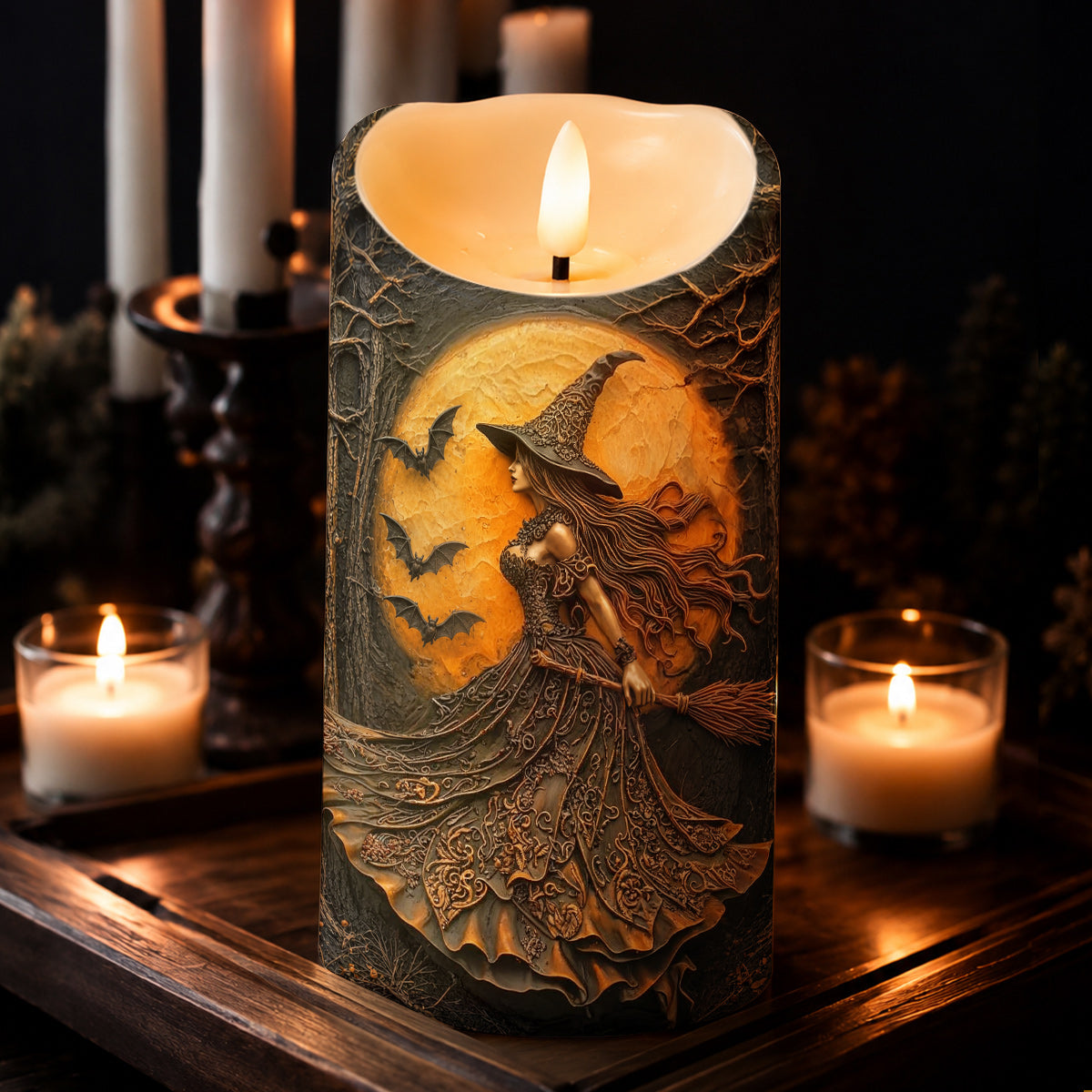 Witch of the Amber Moon LED Candle