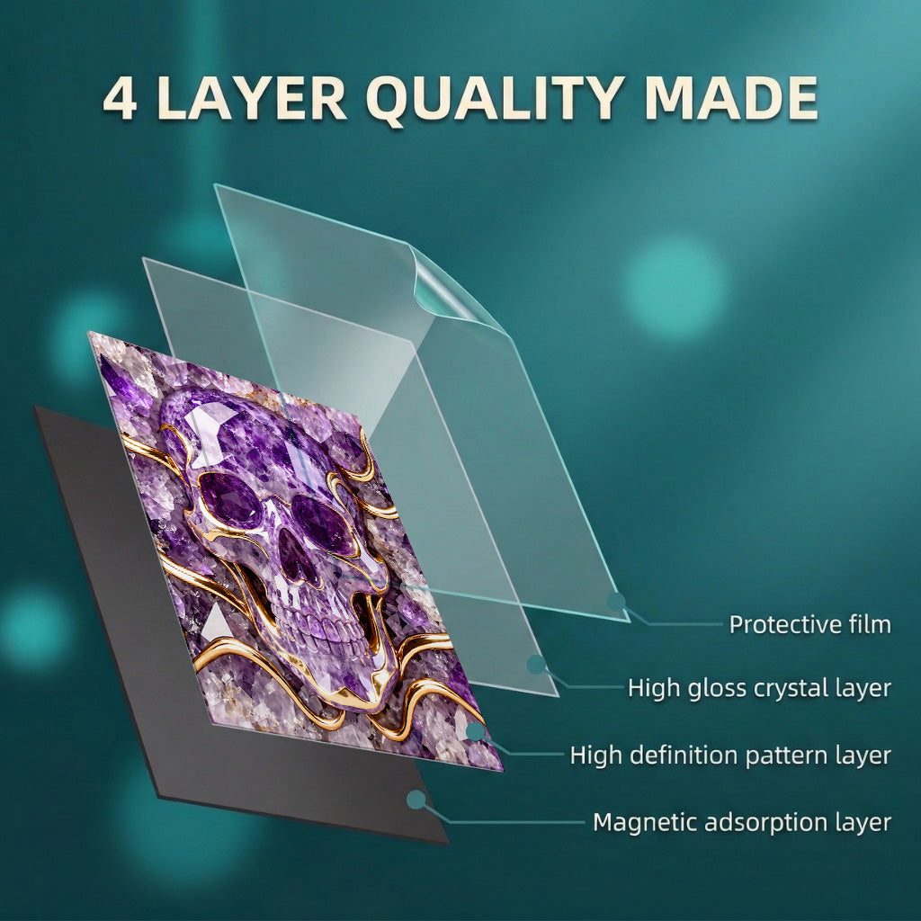 Skull Magnetic Dishwasher Cover Amethyst Crystal Skull